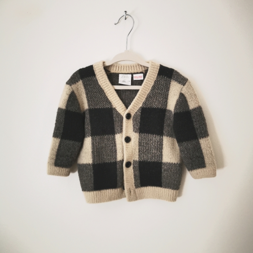 Zara Boys Plaid Cardigan 6-9 months